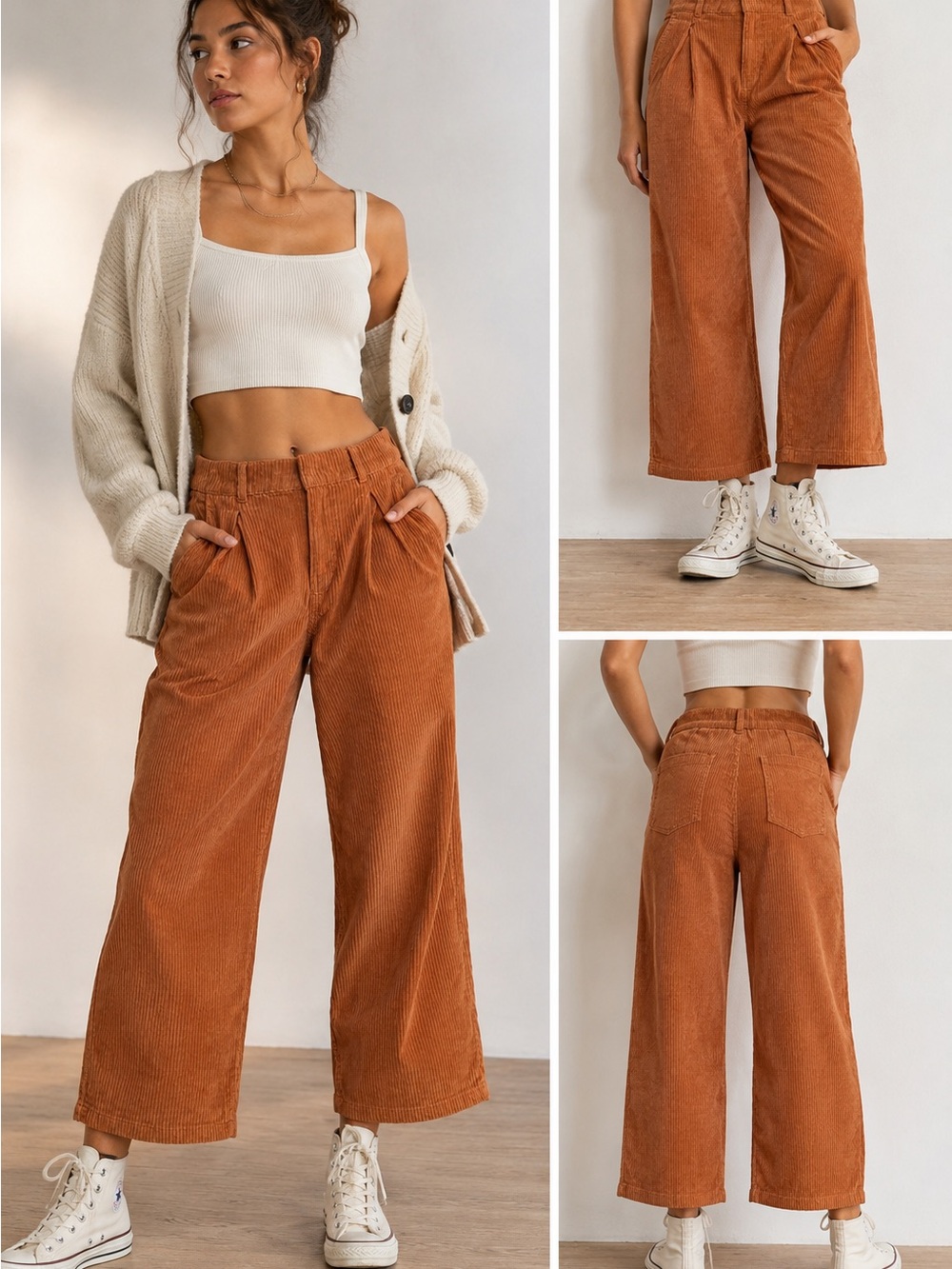 BDG Wide-Leg Corduroy Pants in Burnt Orange